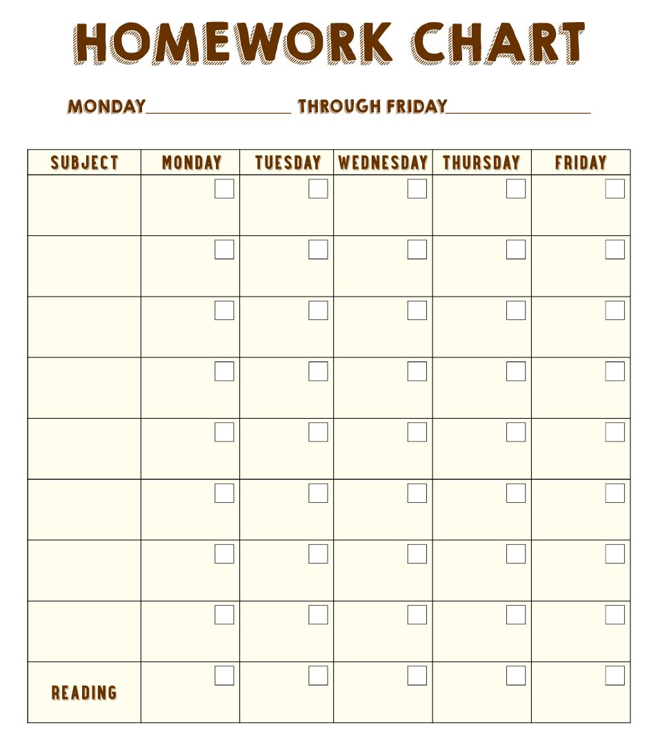 Free Printable Checklist Homework