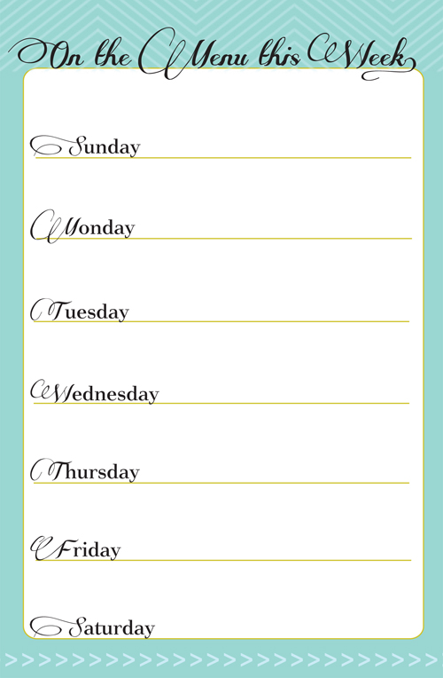 Printable Weekly Menu Planner