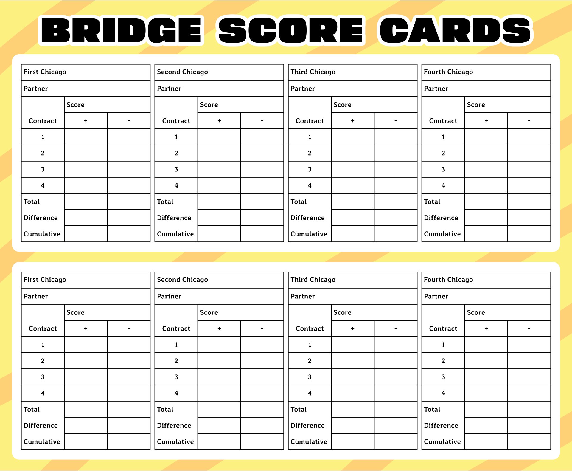 Bridge Scoring Sheet Printable Printable Word Searches