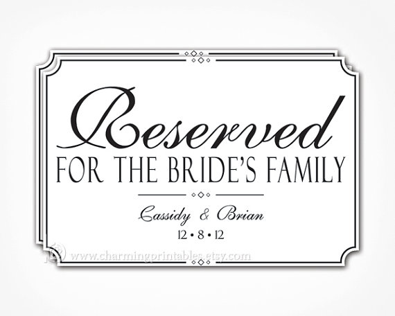 Reserved Table Signs Wedding