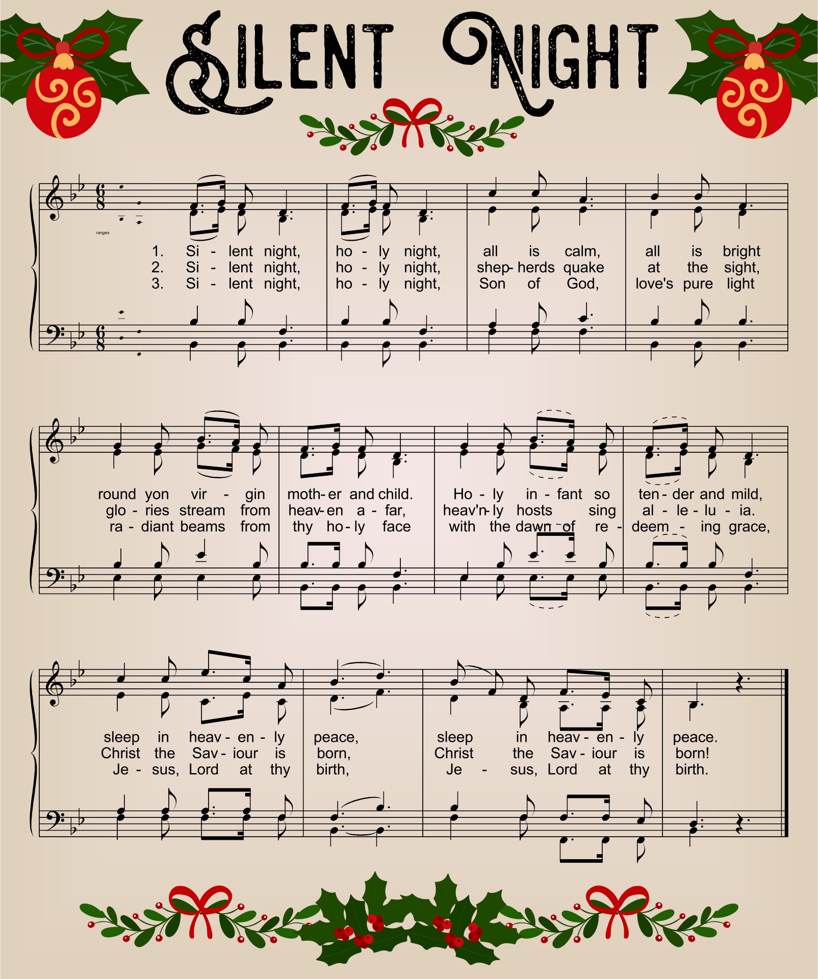  Printable Vintage Christmas Sheet Music Silent Night