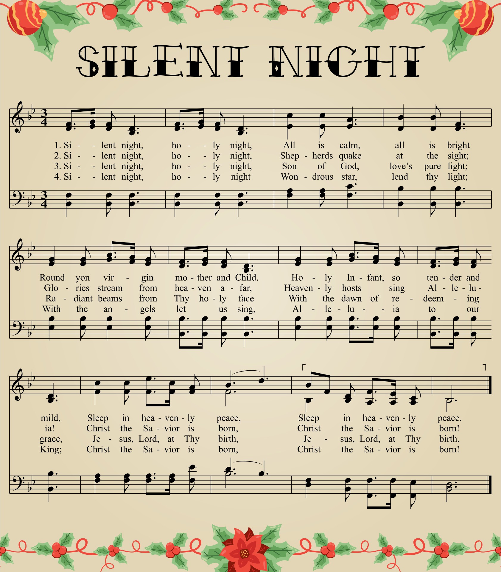 Vintage Silent Night Sheet Music