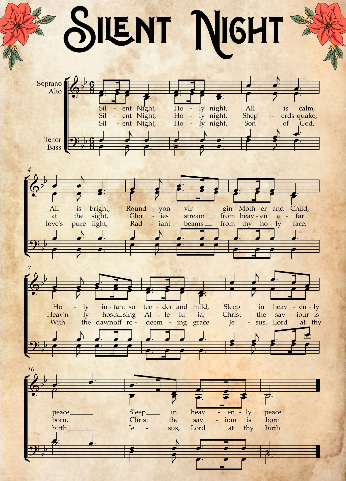 Vintage Silent Night Sheet Music