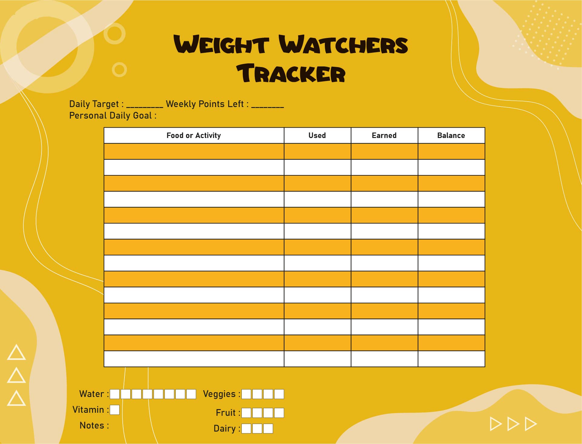 Weight Watchers Tracker Printable Pdf - Printable World Holiday