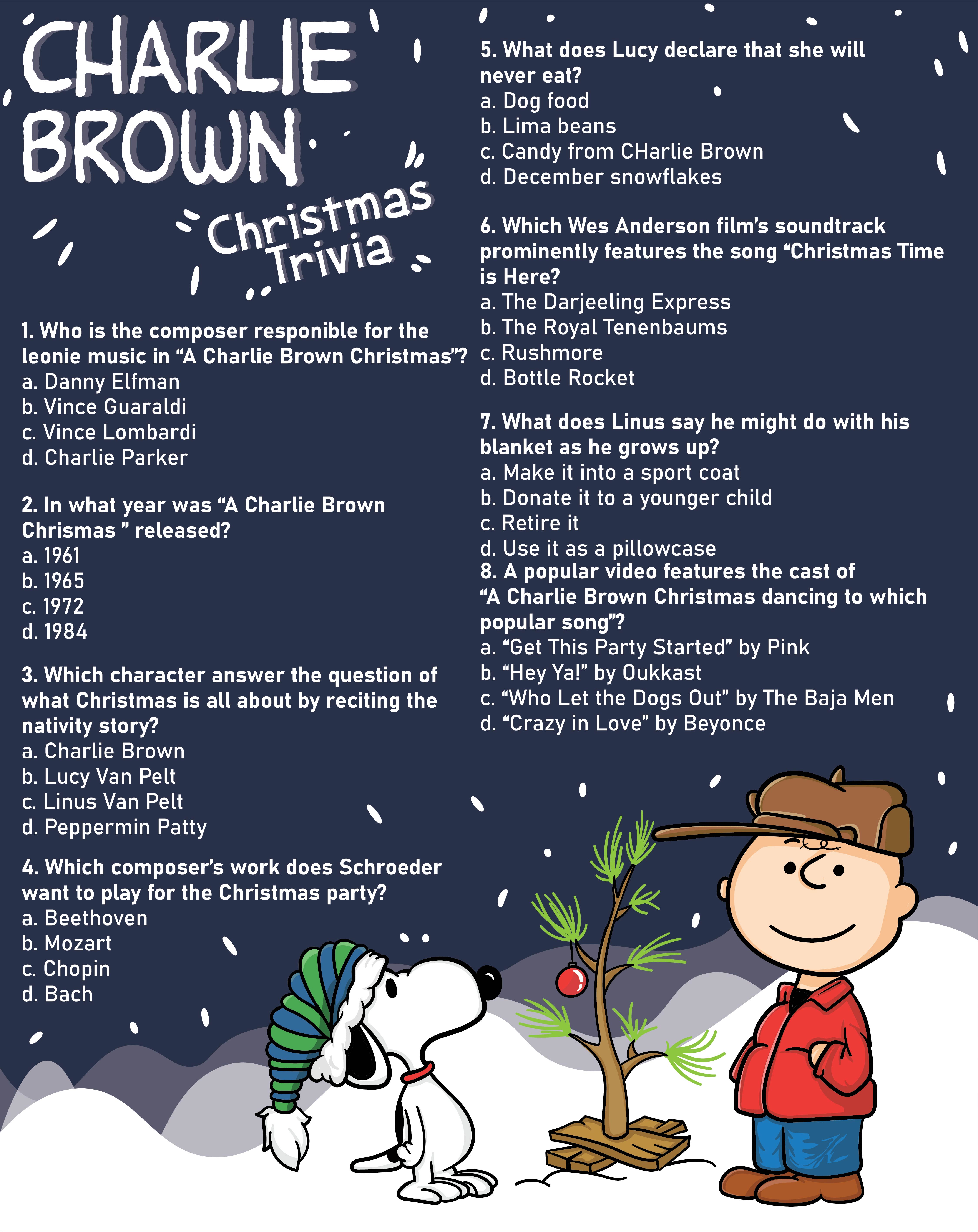 Charlie Brown Christmas Trivia Printable