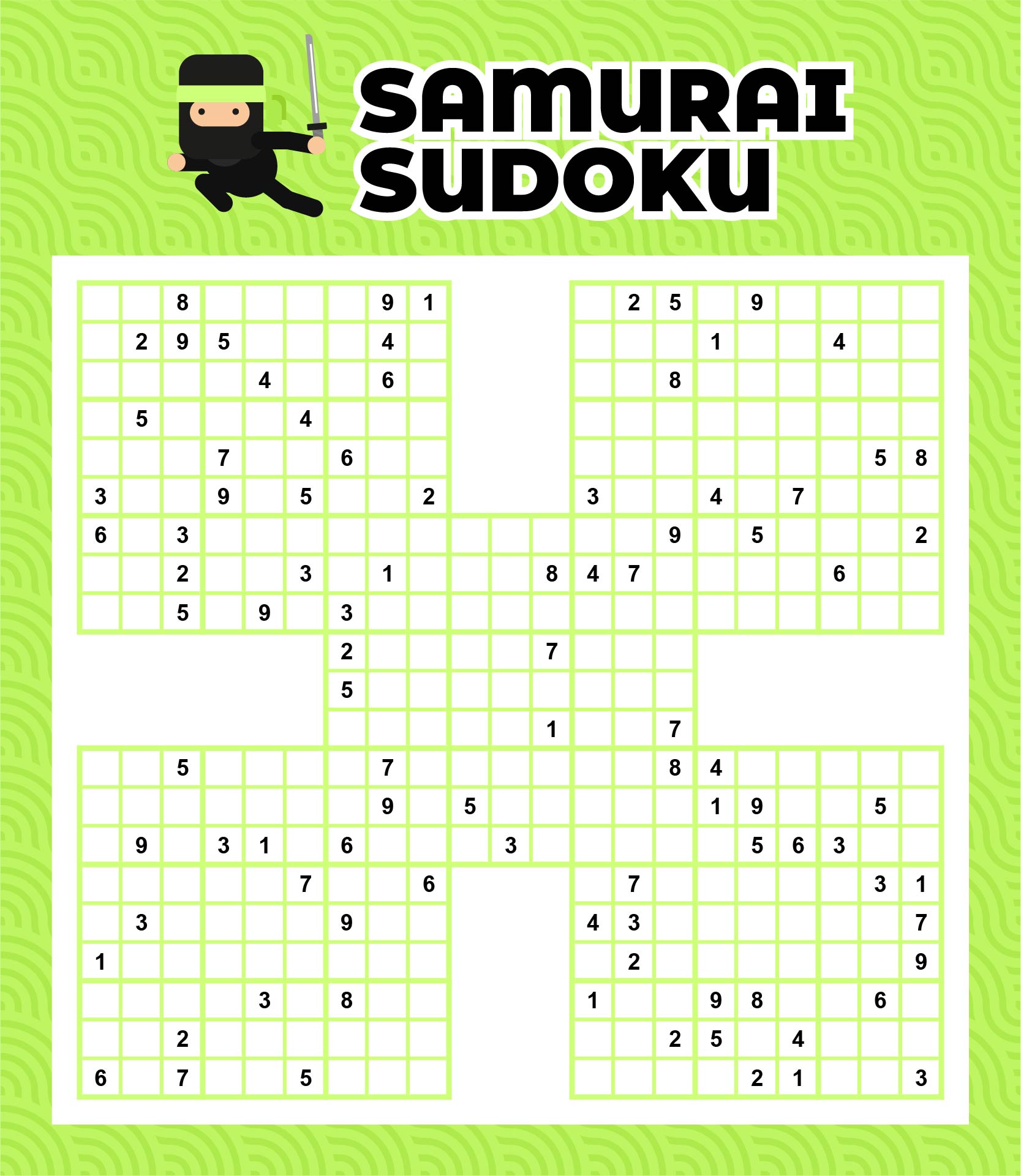 Printable Samurai Sudoku Grid