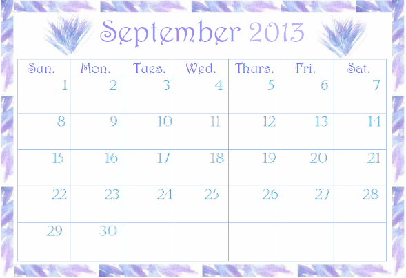 September 2013 Calendar Printable