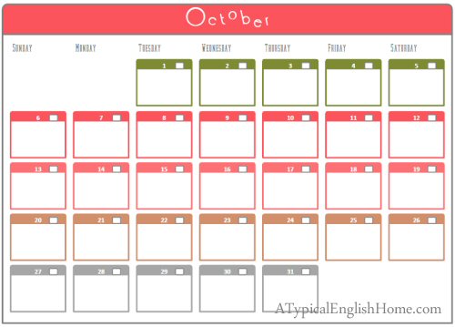 September October 2013 Calendar Printable