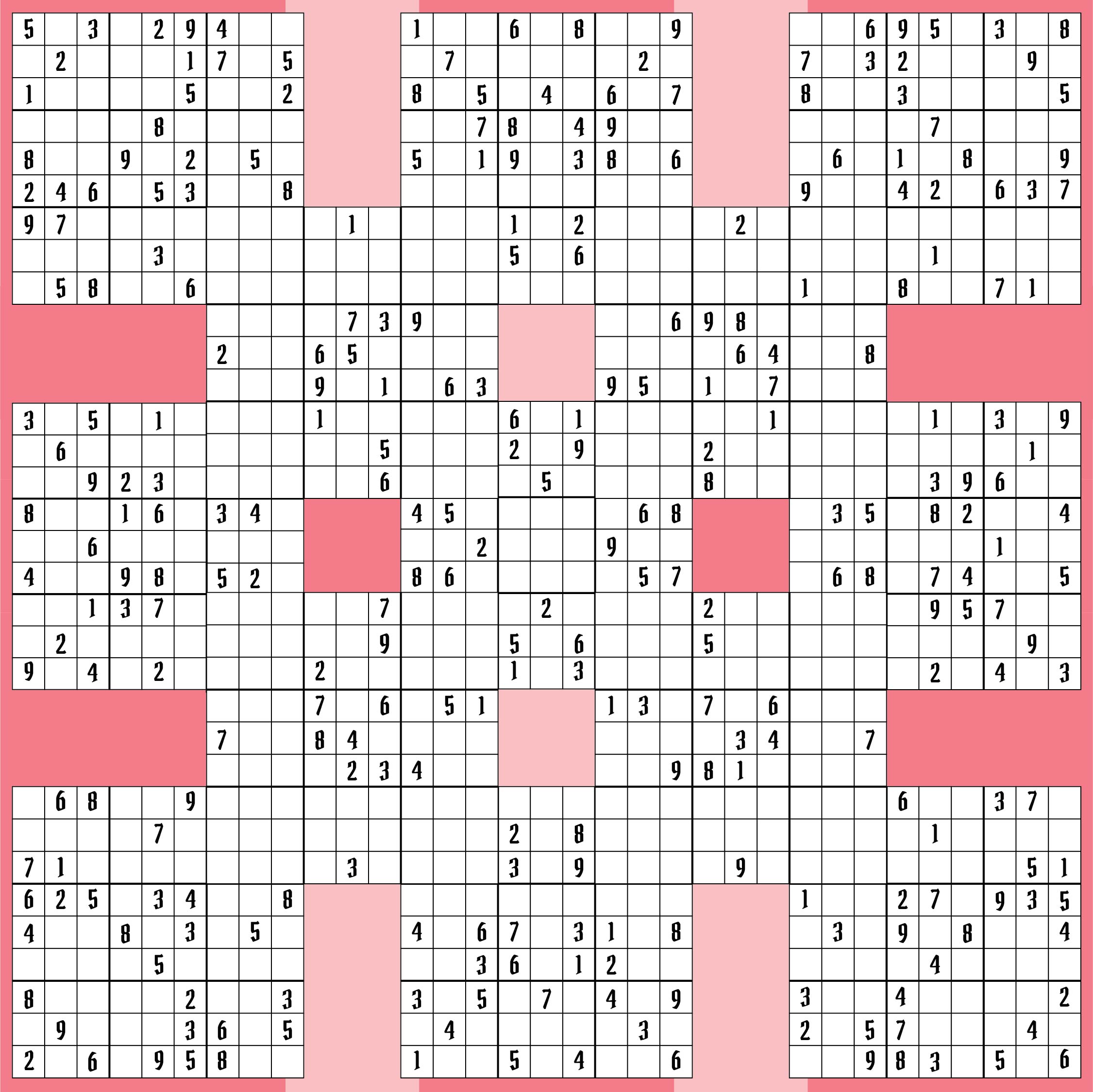 10 Best Printable Samurai Sudoku Grid