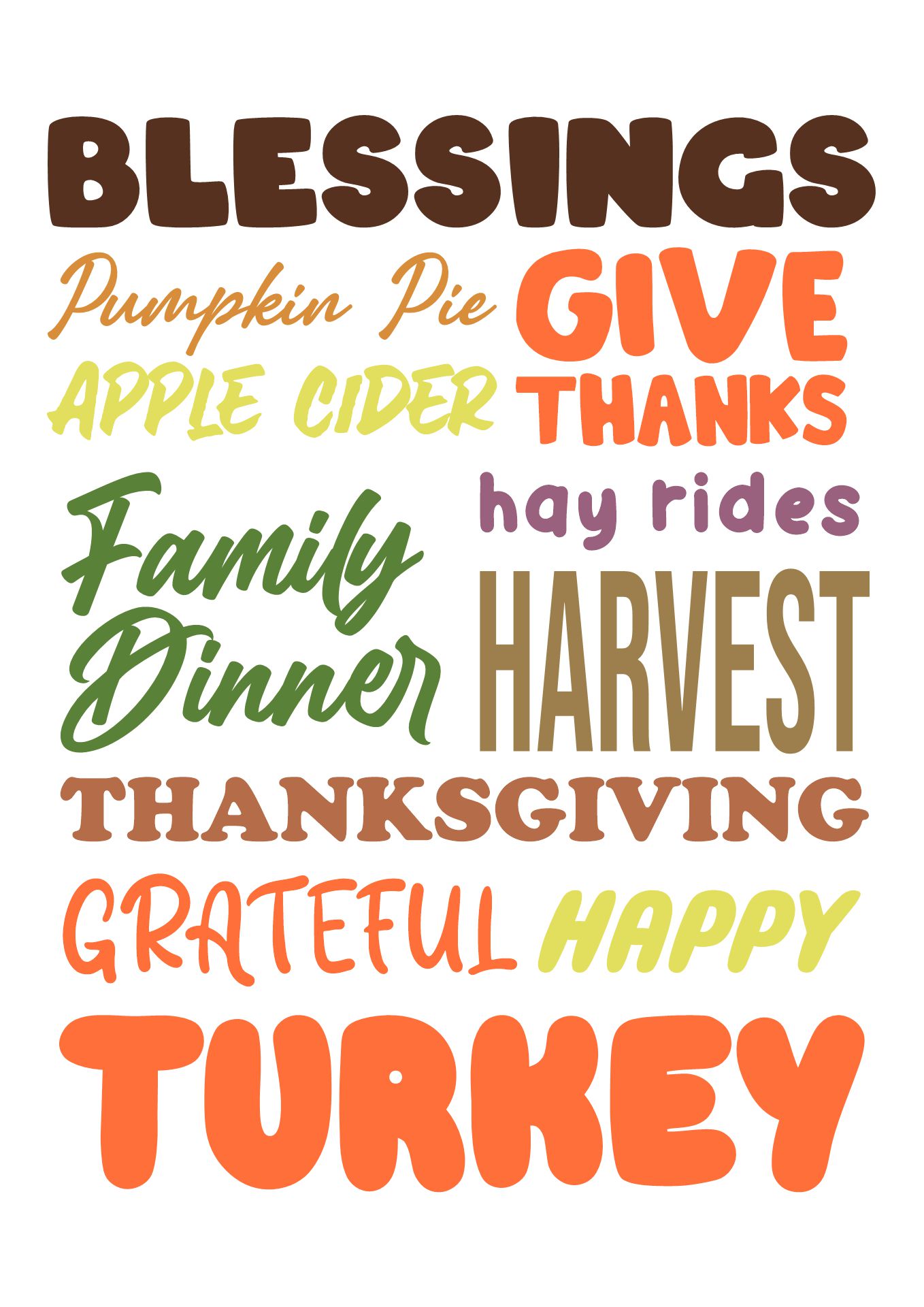 10 Best Thanksgiving Subway Art Printable Printablee