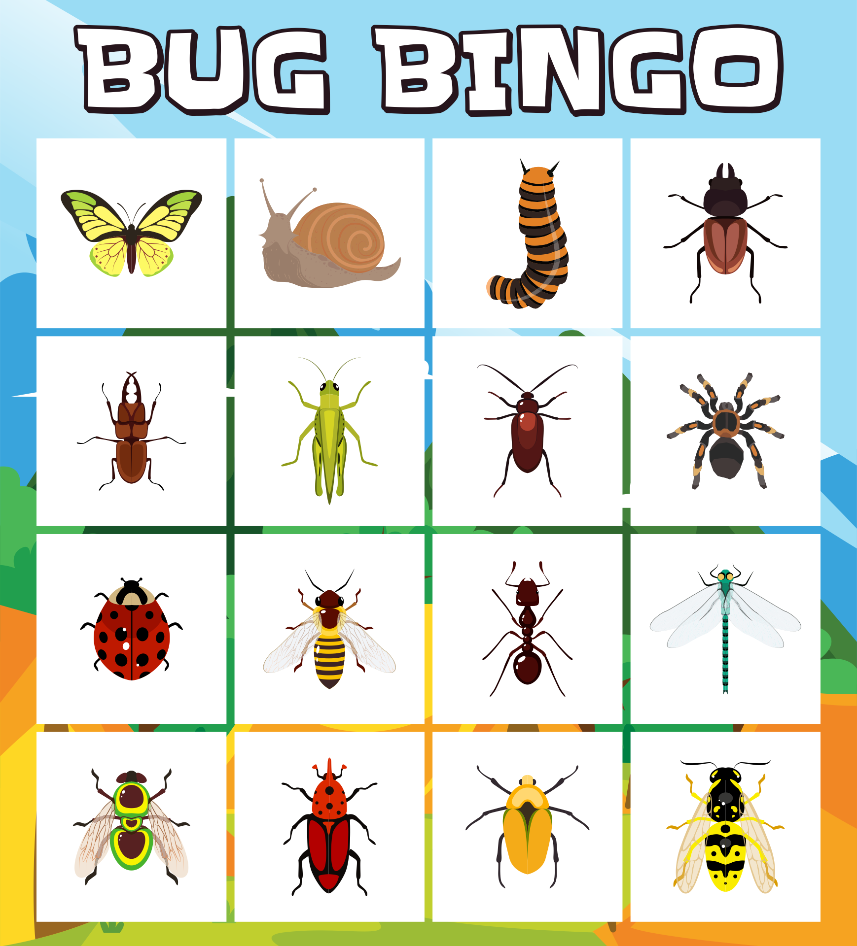 Printable Bug Bingo Game