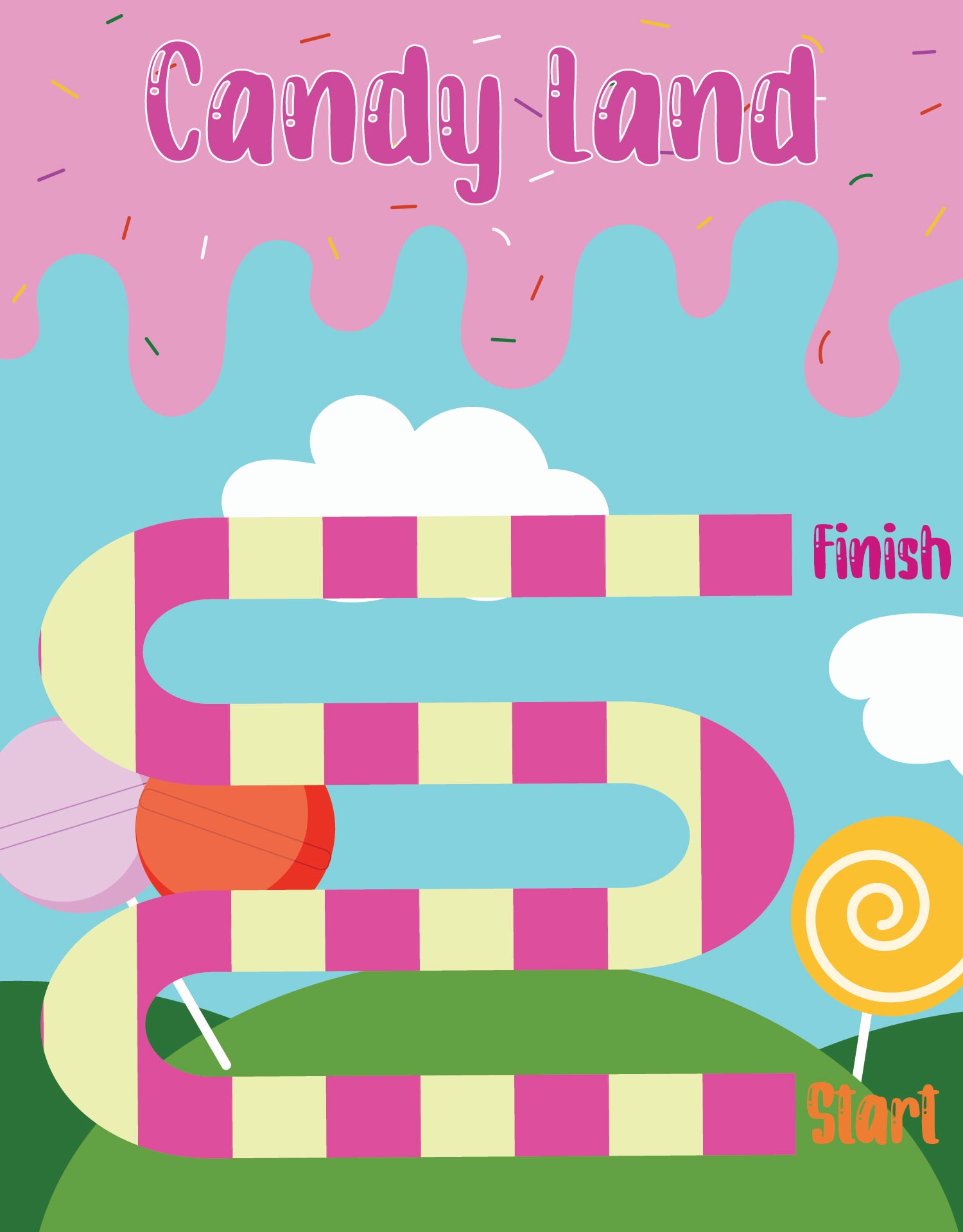 Printable Candyland Board Game Template Janeesstory