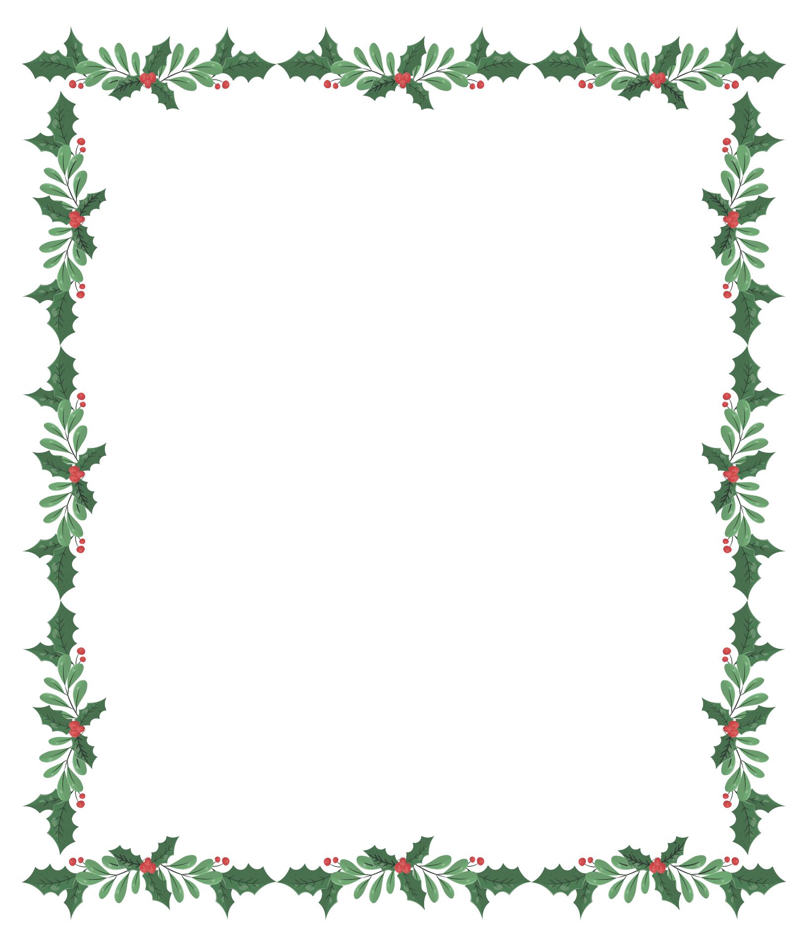 Printable Christmas Border Paper Stationery - Printable World Holiday