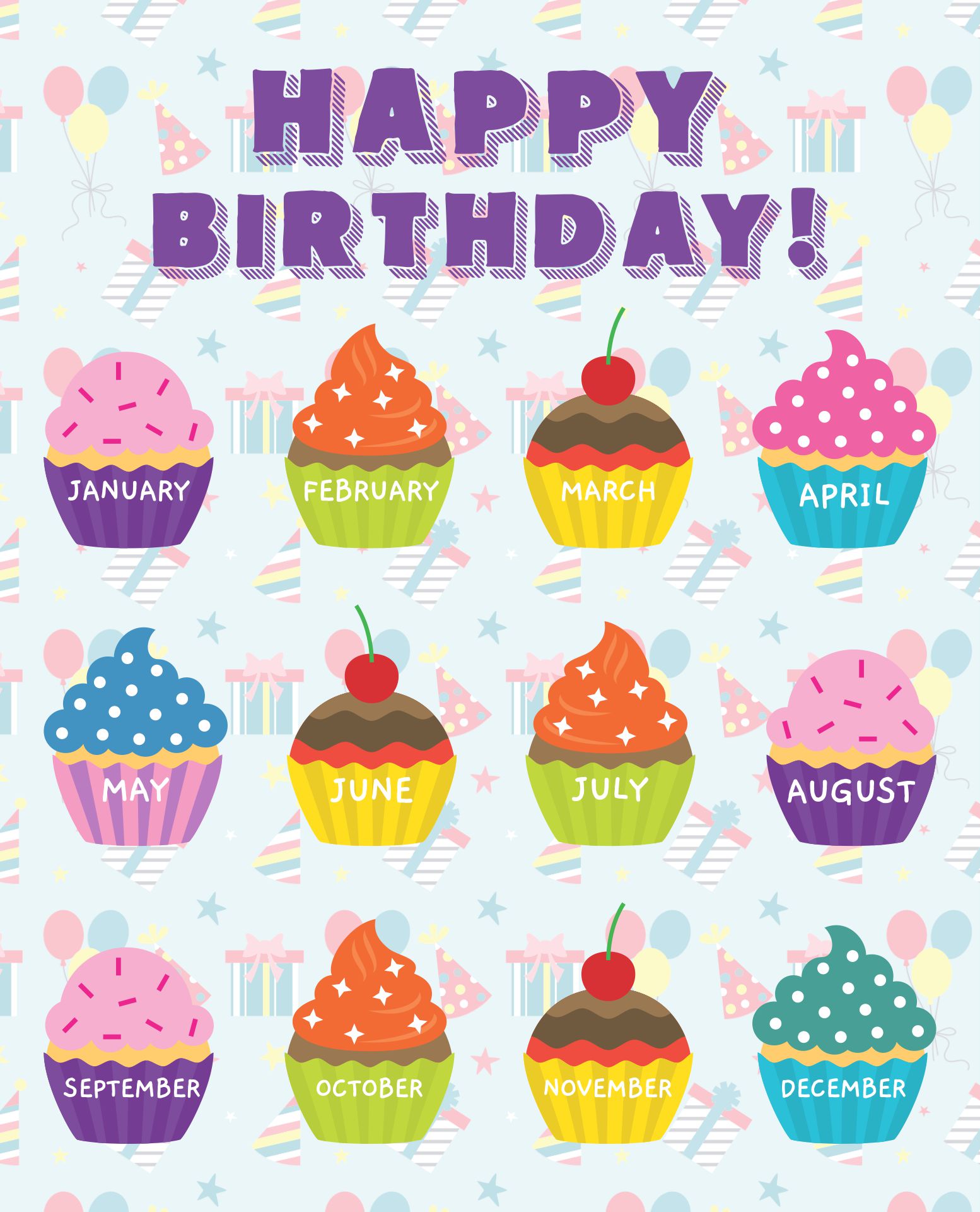 Cupcake Birthday Printables For Classroom
