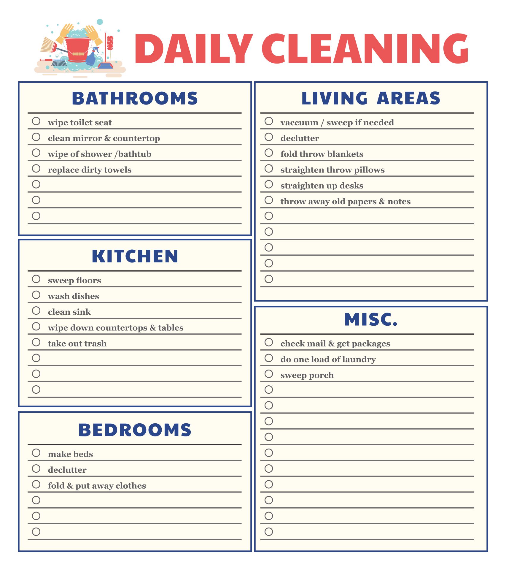 House Cleaning Charts