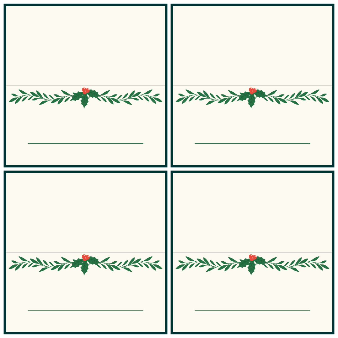 place card template free download christmas