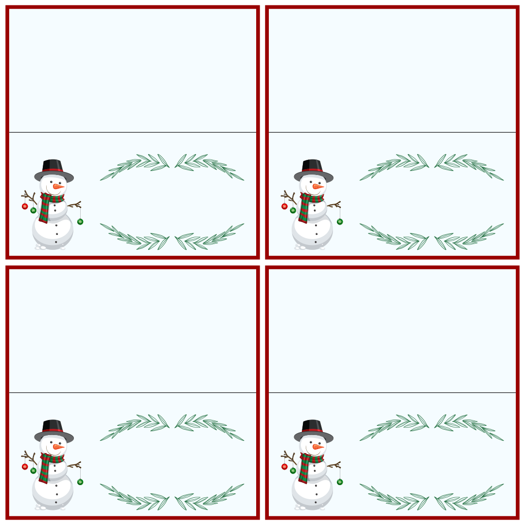 downloadable free place card template cute christmas