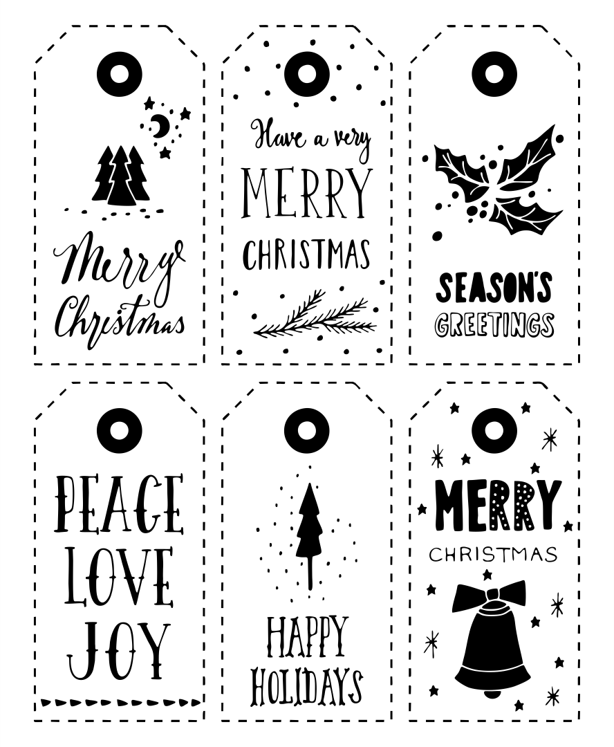Black & White Printable Christmas Gift Tags