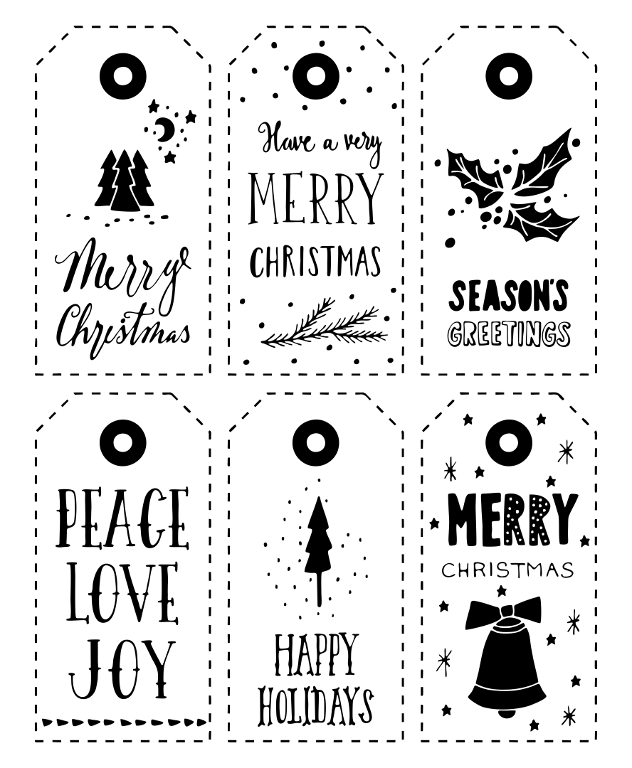 10 Best Black And White Printable Christmas Gift Tags - printablee.com