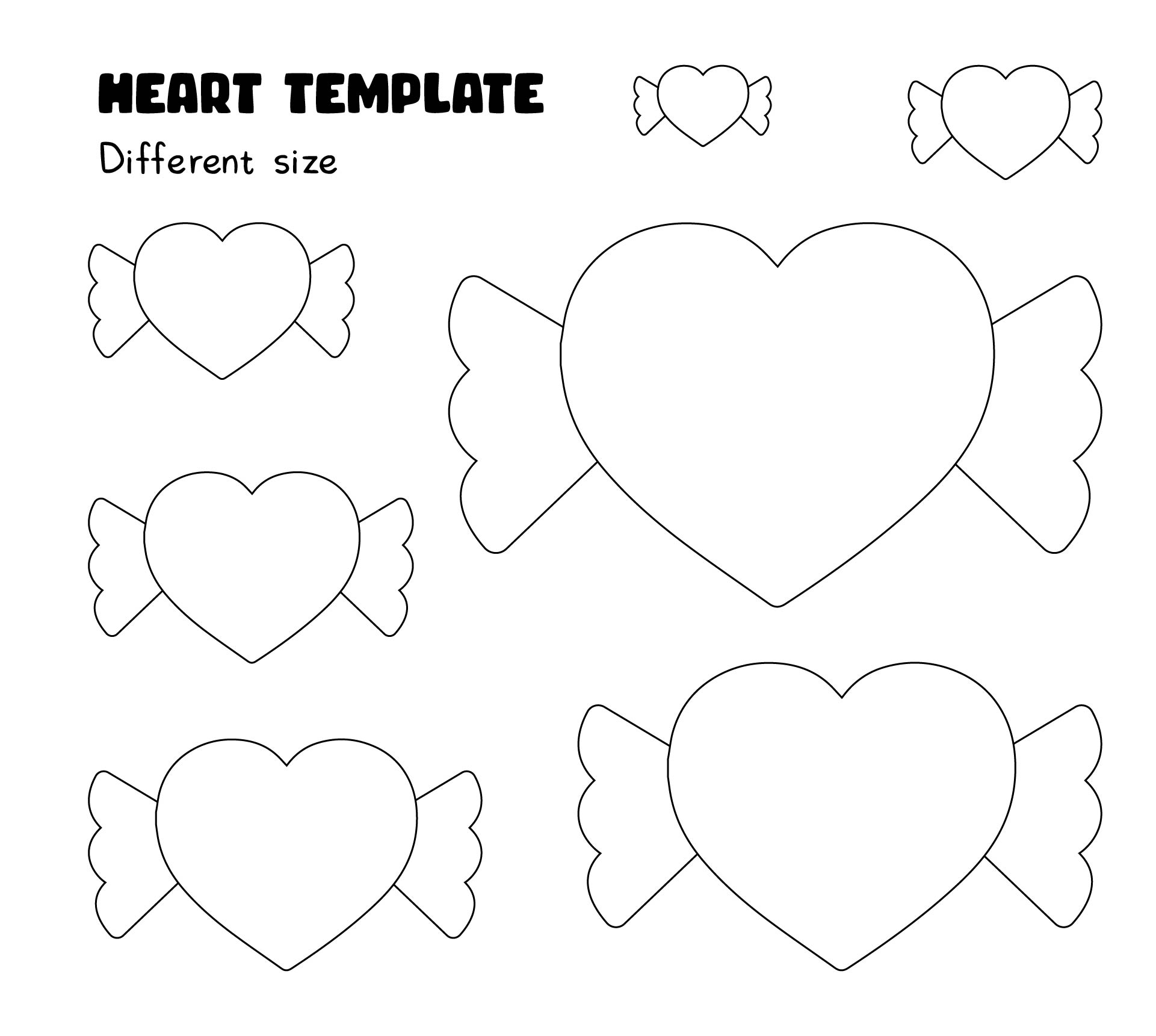 Heart Template Printable Different Sizes