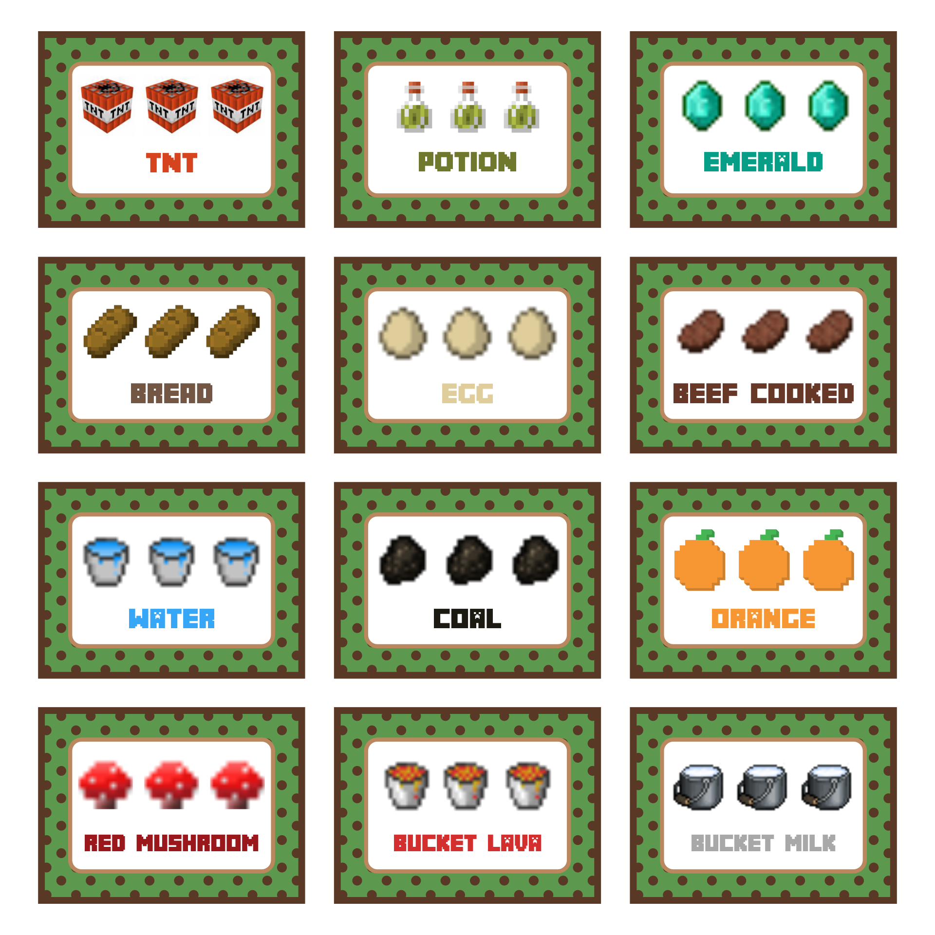 Printable Minecraft Food Label Template Minecraft Food Labels Images