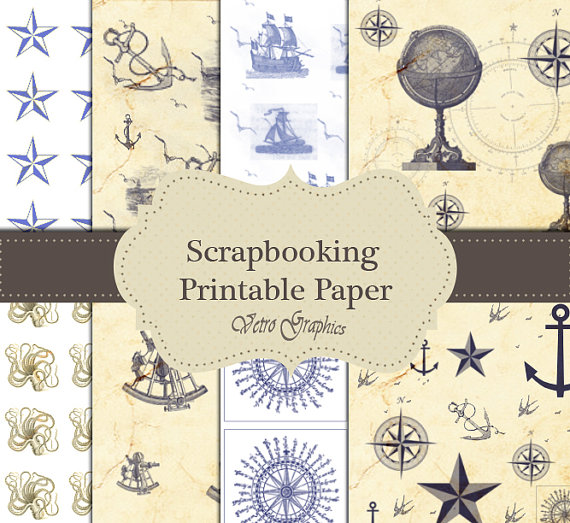 Printable Nautical Scrapbook Paper