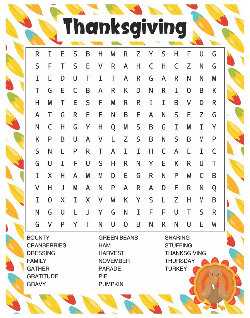 10 Best Printable Thanksgiving Word Search Puzzles Printablee