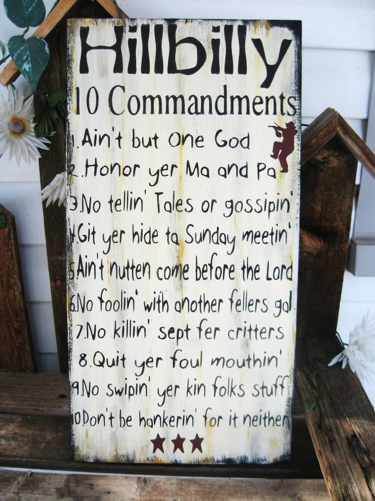 Hillbilly Ten Commandments Sign