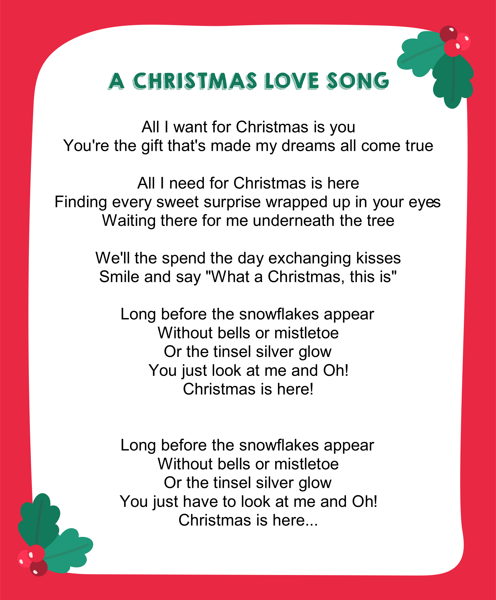 O Christmas Tree Words