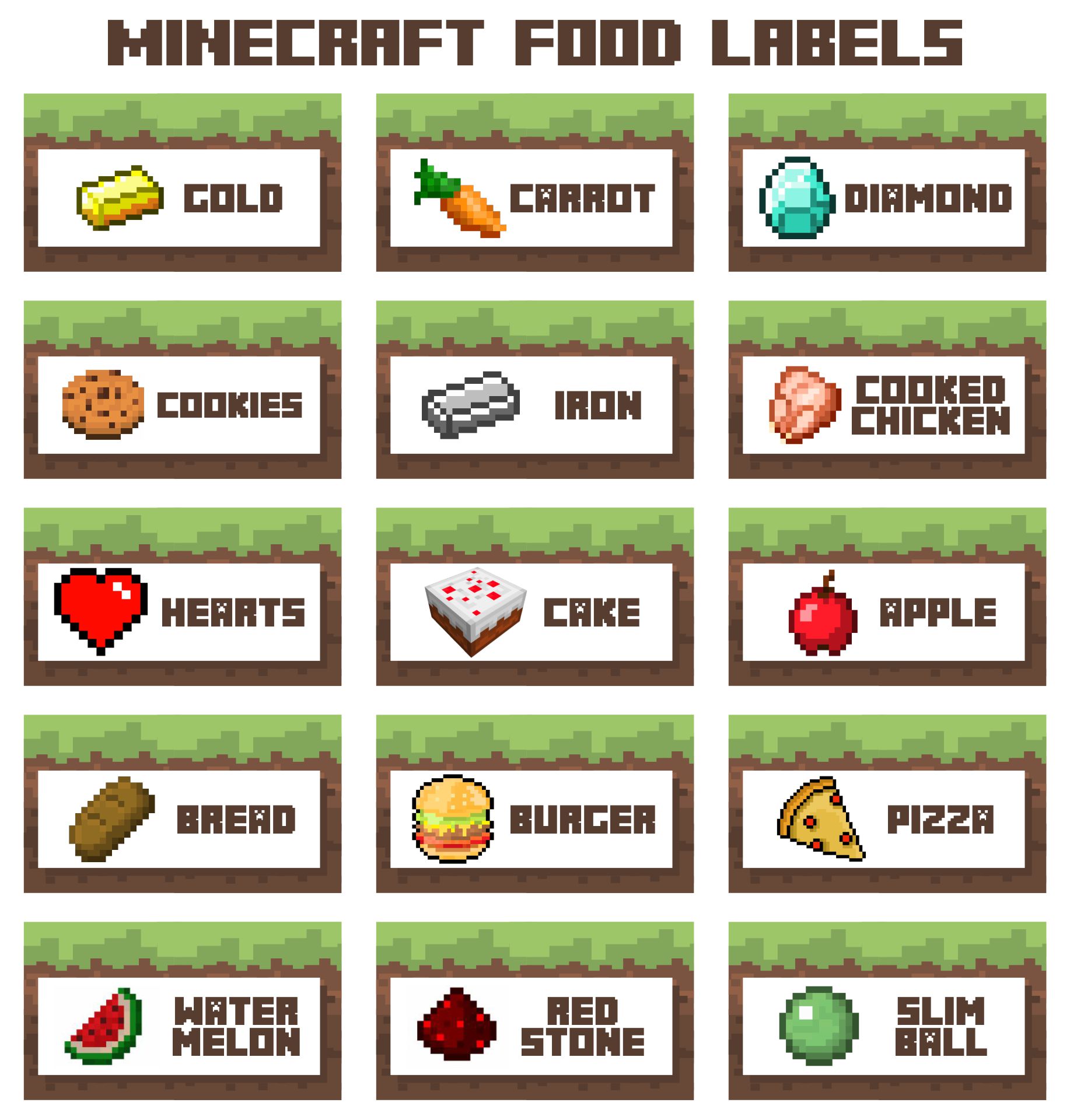 10 Best Free Minecraft Printable Food Labels Printablee