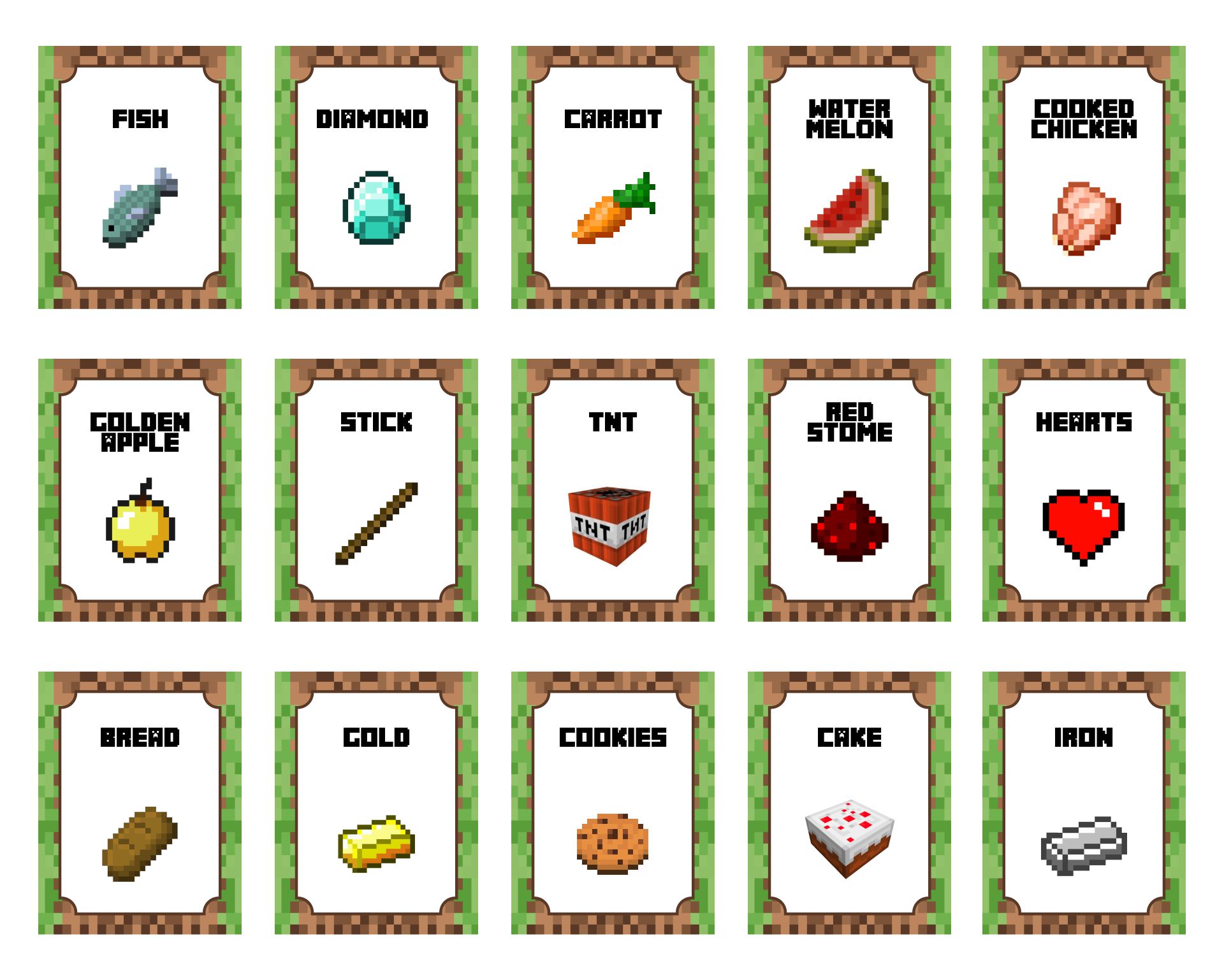 Minecraft Food Labels - 10 Free PDF Printables | Printablee