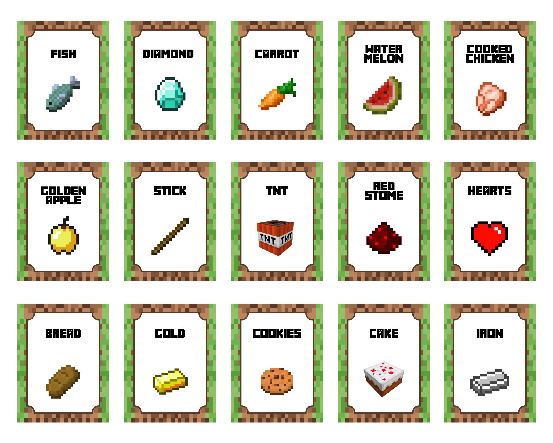 Free Printable Play Food Minecraft Food Labels Templates Online