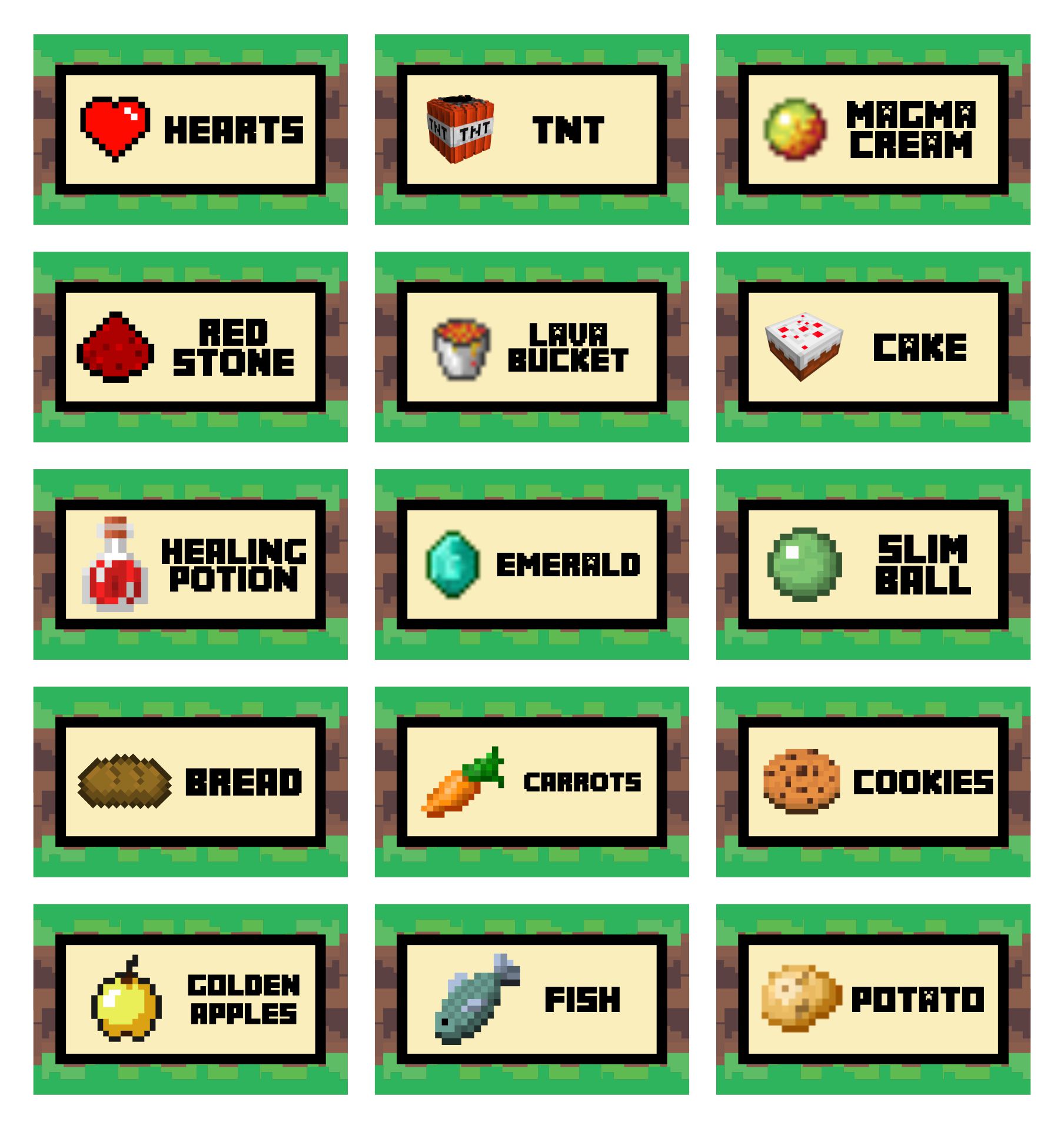 Best Free Minecraft Printable Food Labels For Free At Printablee Hot