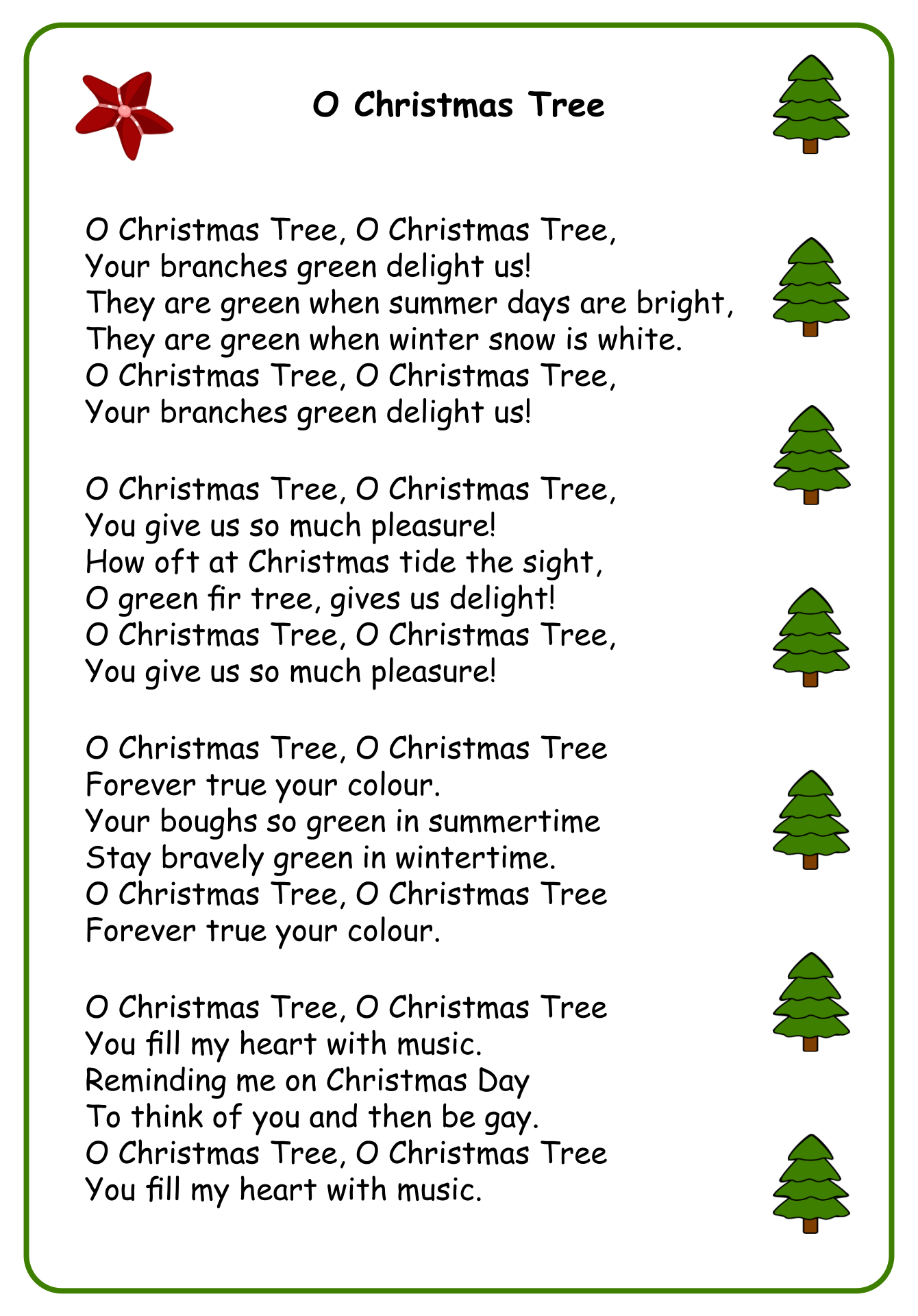 5 Best O Christmas Tree Words Printable PDF For Free At Printablee