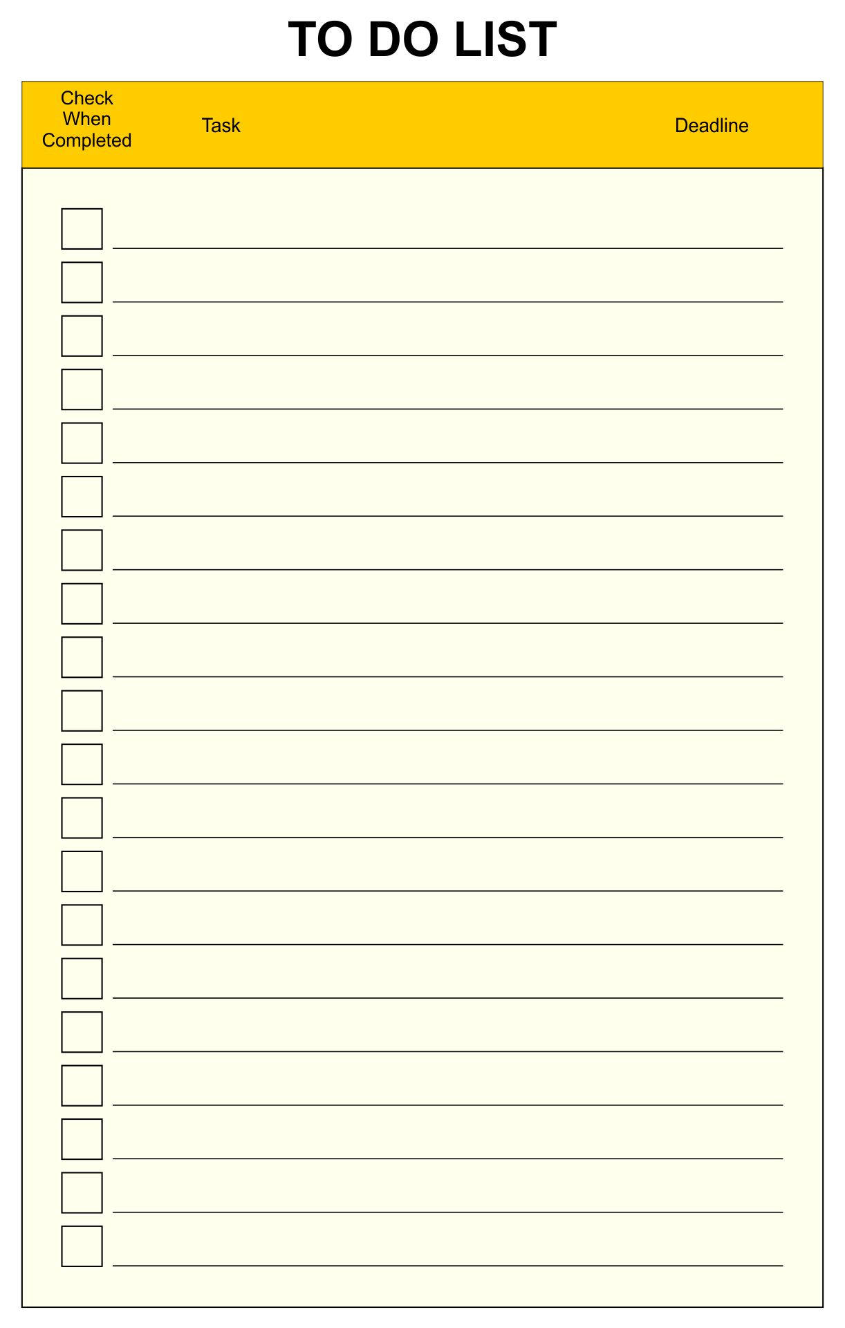checklist list of kinks
