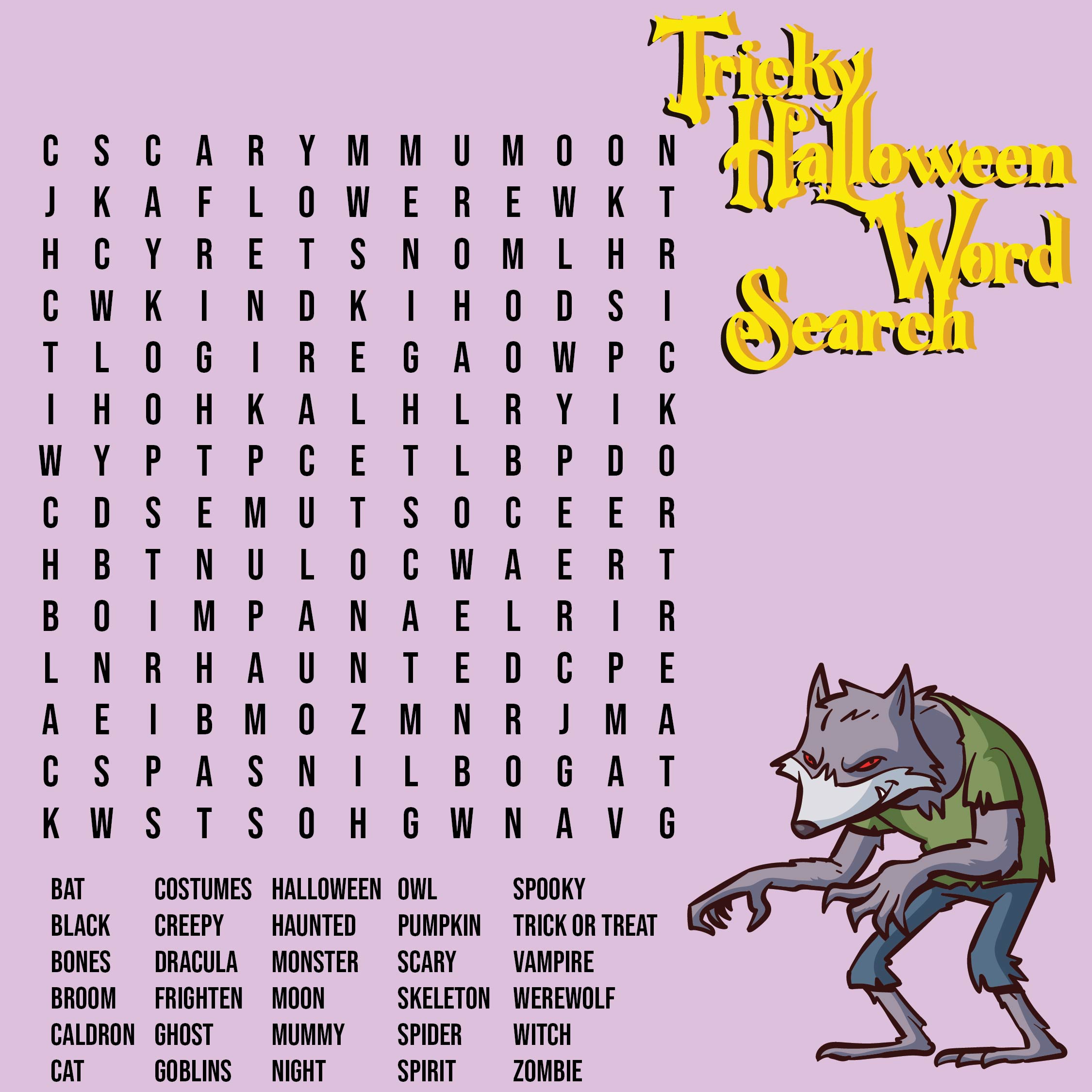 Printable Word Searches Halloween