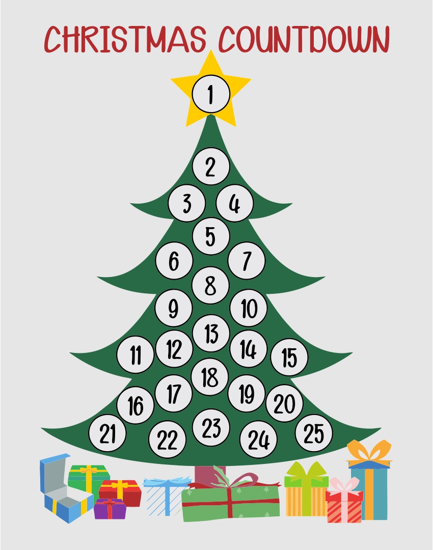 Christmas Tree Countdown Printable