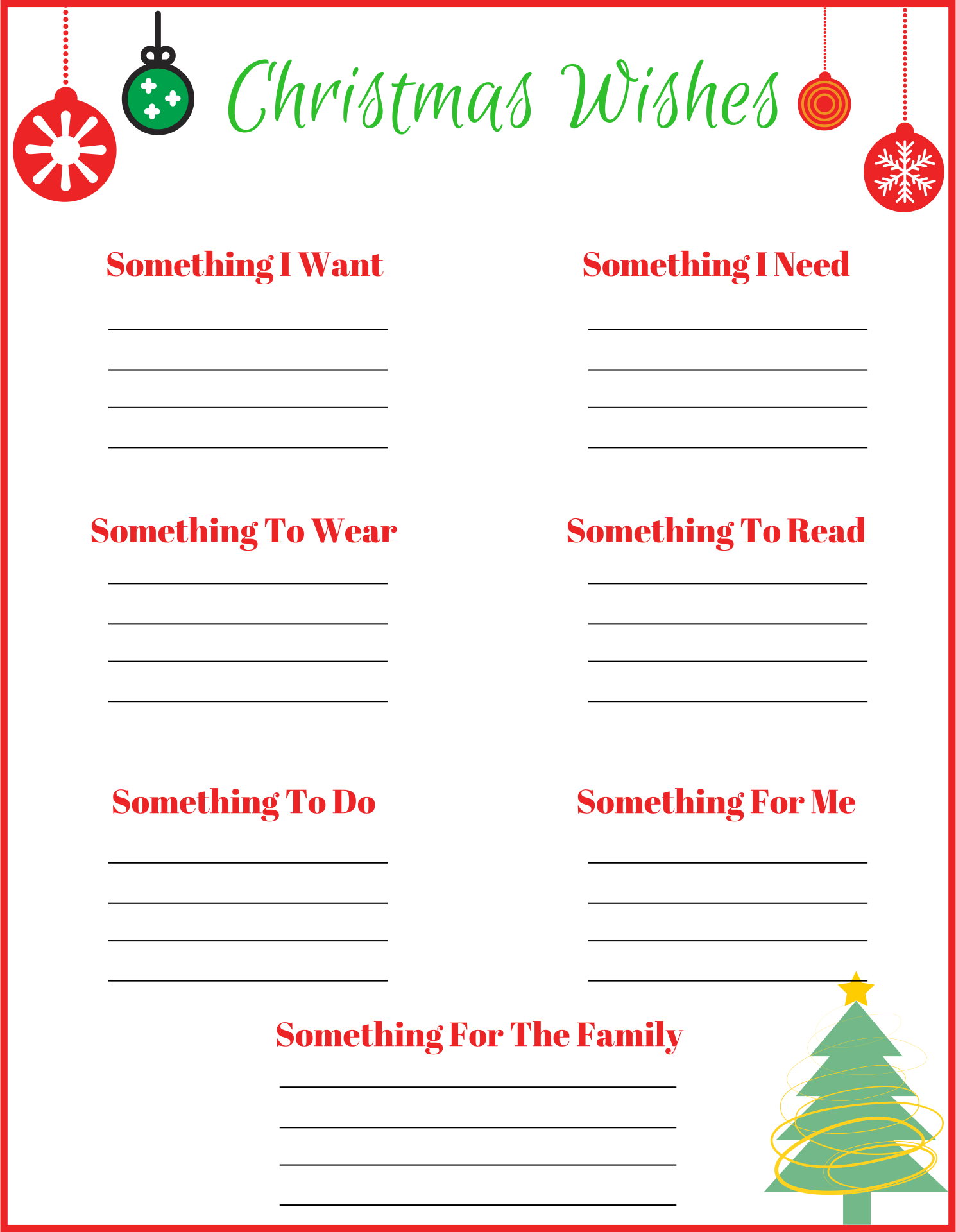 5 Best Blank Christmas Wish List Printable PDF for Free at Printablee