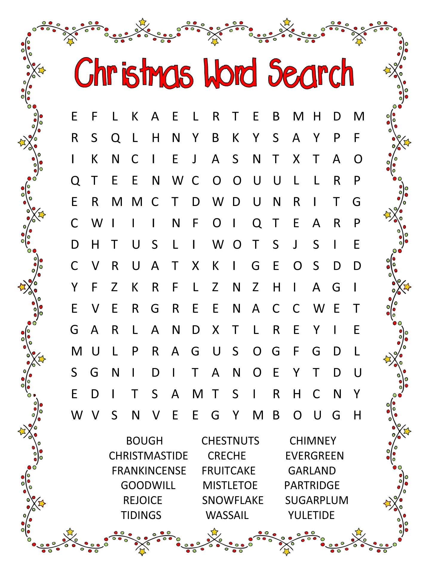 Religious Christmas Word Search Printable