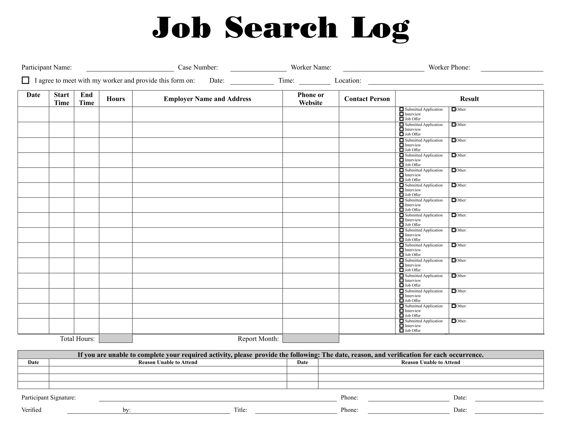 6 Best Job Search Log Template Printable