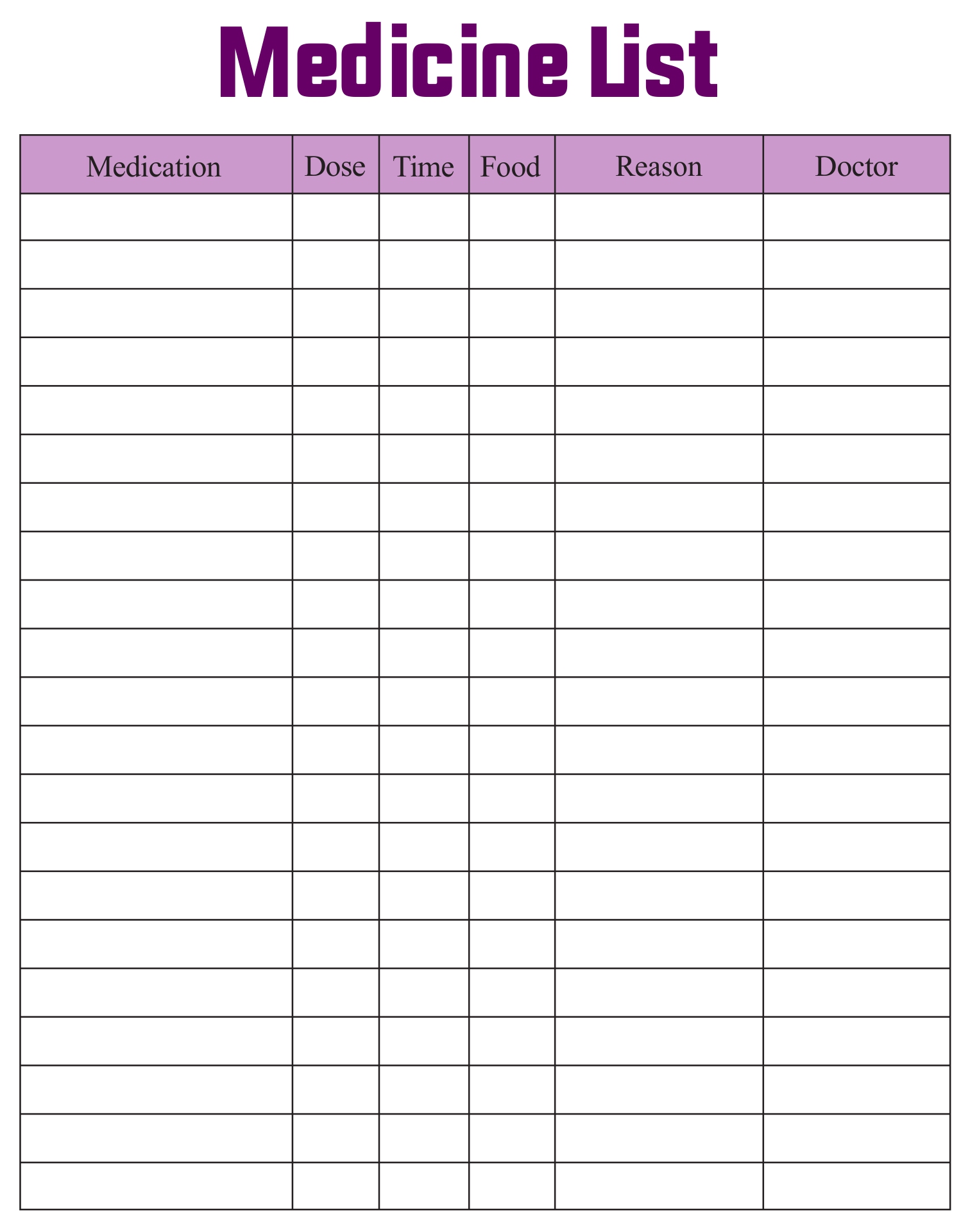 Free Printable Medication Sheets Printable Templates