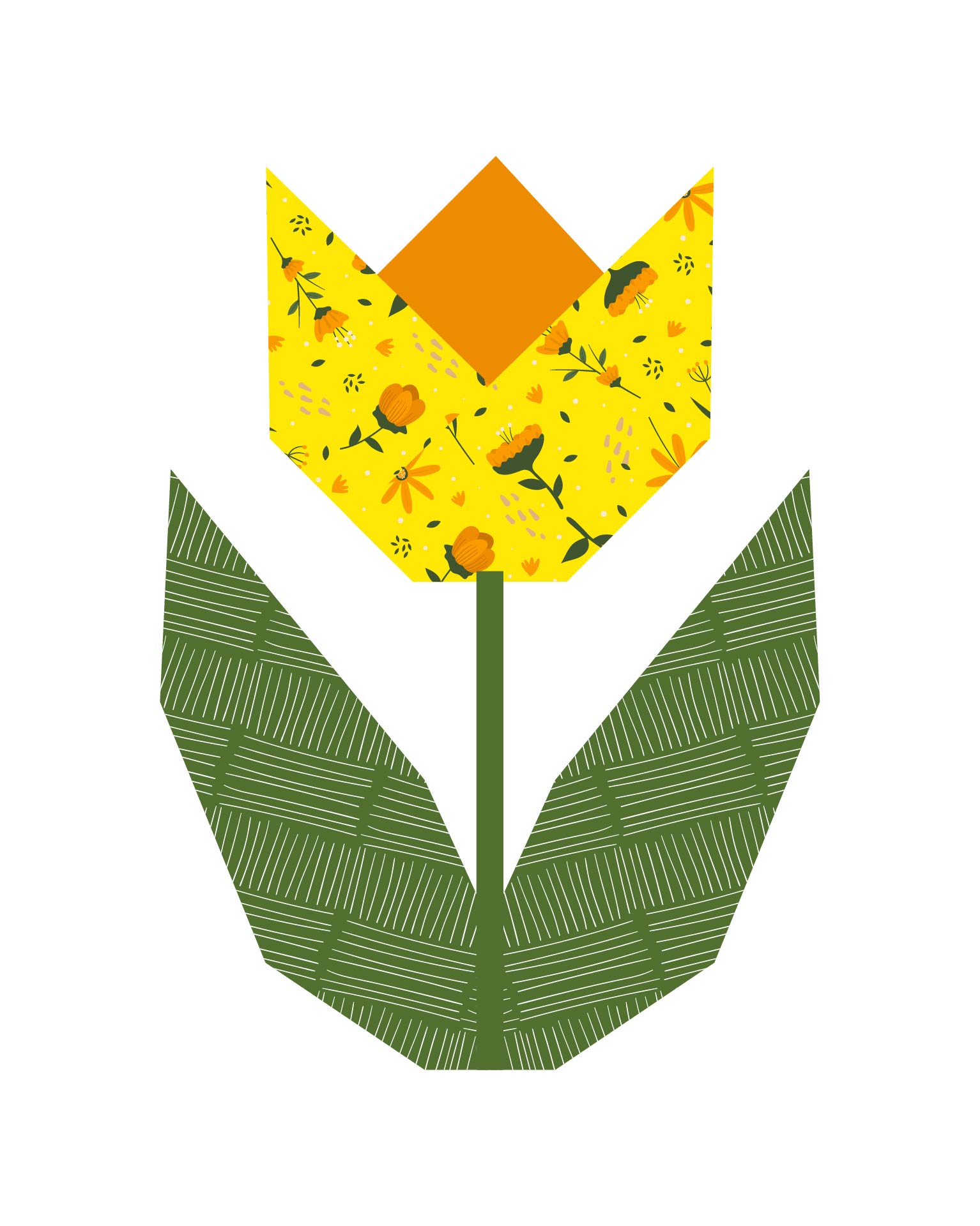 Tulip Easter Basket Printable Pattern