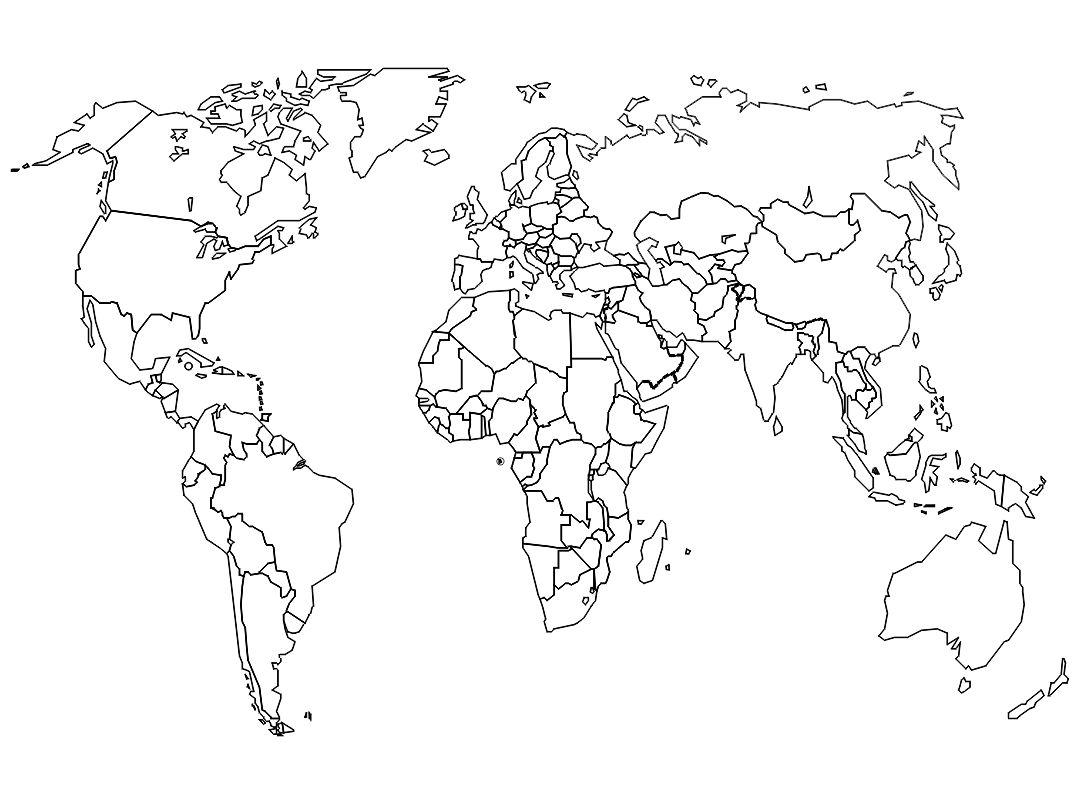 blank map of the world with outlines