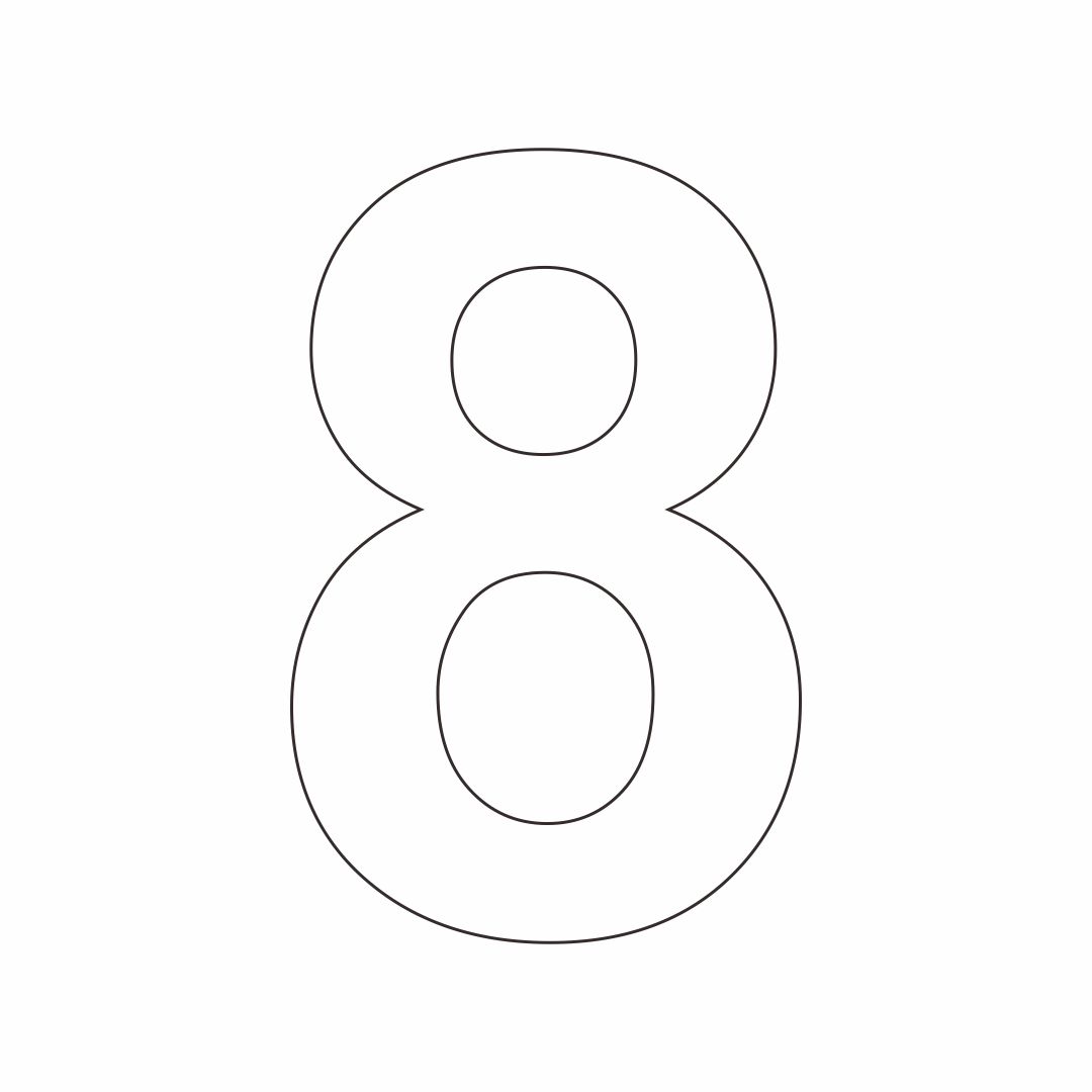 NumberStencils.Net - 8 Inch Full Block Outline Number Stencils (100 Sheet  Packs) #(8 Outline) 54
