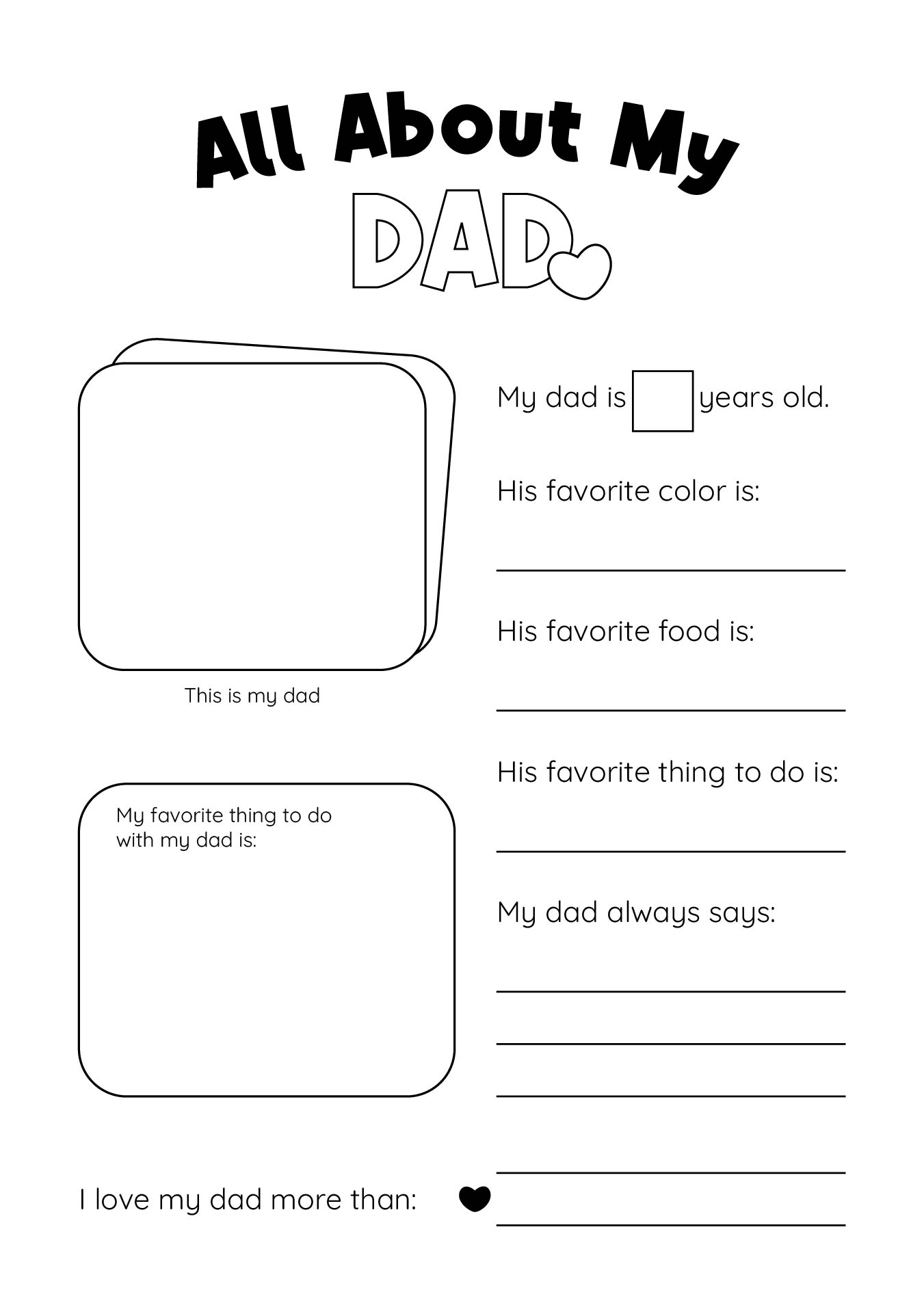 5 Best Free Printable All About My Dad PDF For Free At Printablee