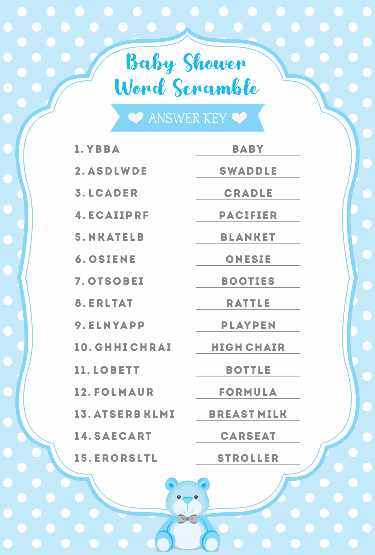 6 Best Free Printable Baby Word Scramble With Answer Key PDF For Free 