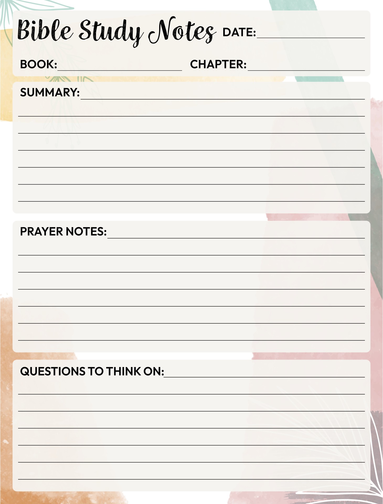 9 Best Printable Bible Study Notes Printablee Com