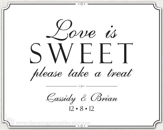 Printable Wedding Candy Buffet Signs