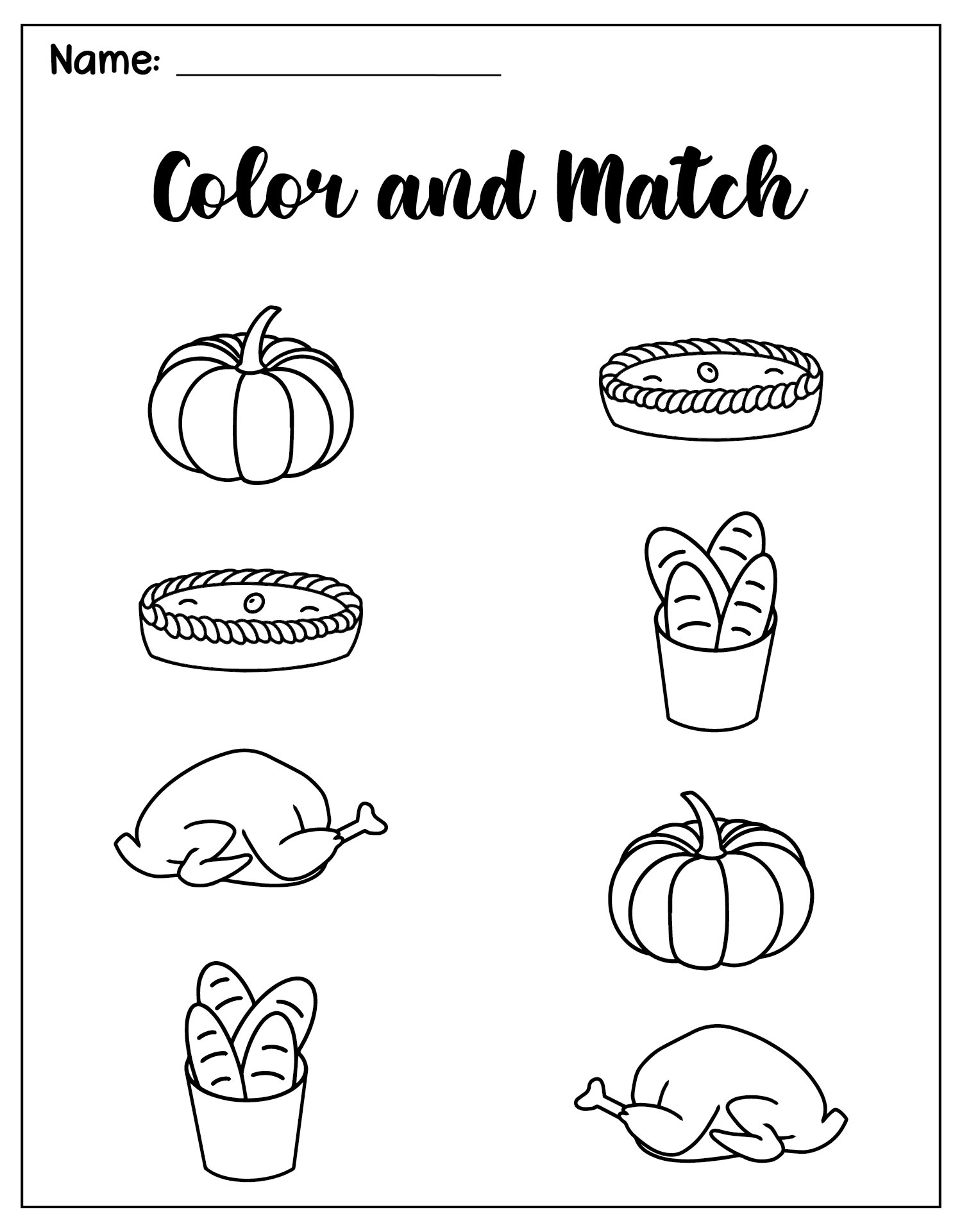 Preschool Printables Thanksgiving Food Activities