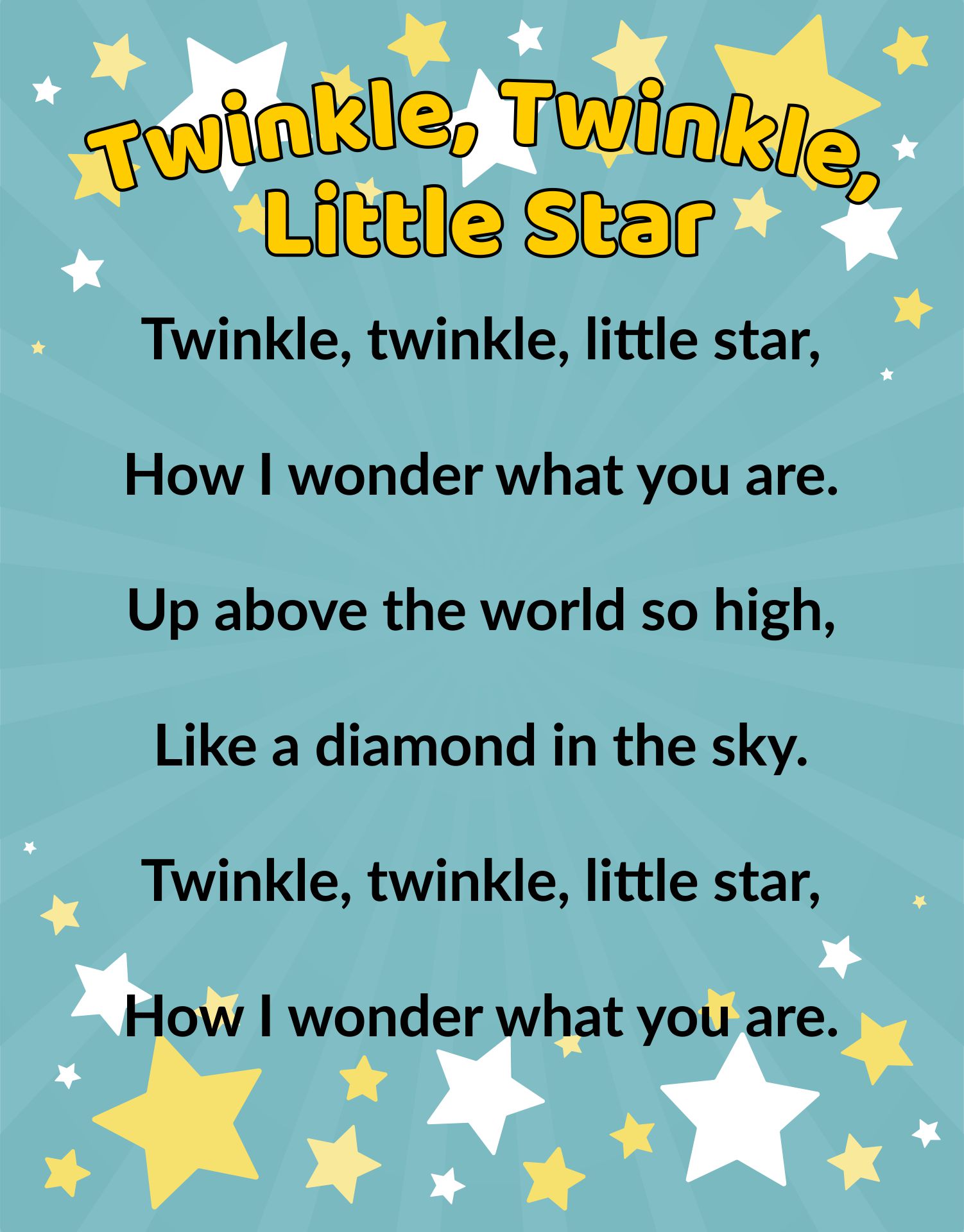 Twinkle Twinkle Little Star Poem - 10 Free PDF Printables | Printablee